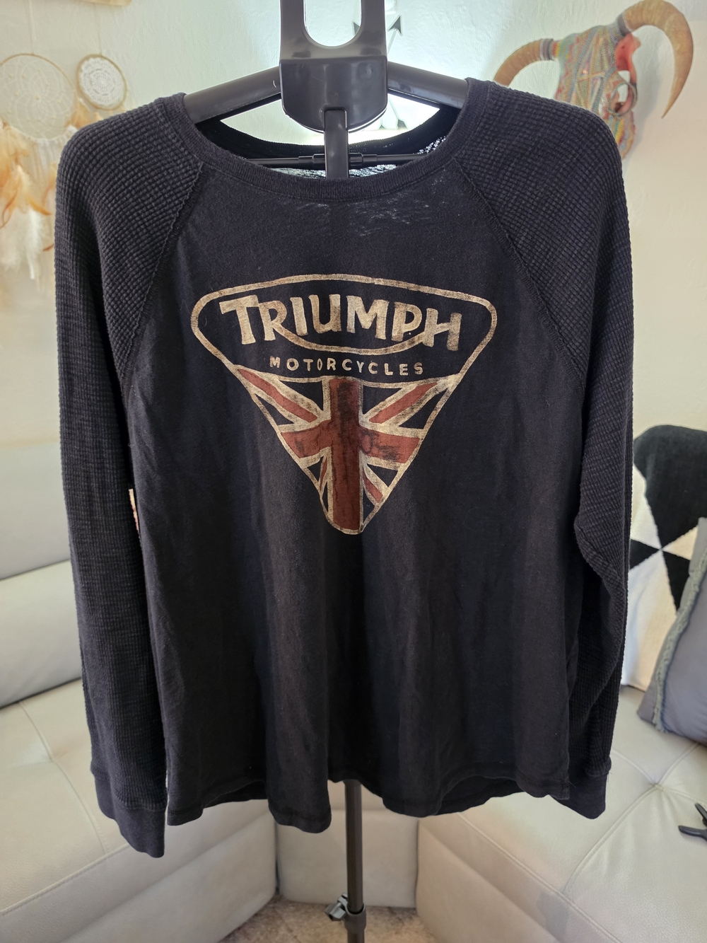 🏍️ Triumph Motorcycles Lucky Brand Black Thermal Long Sleeve Top 🖤